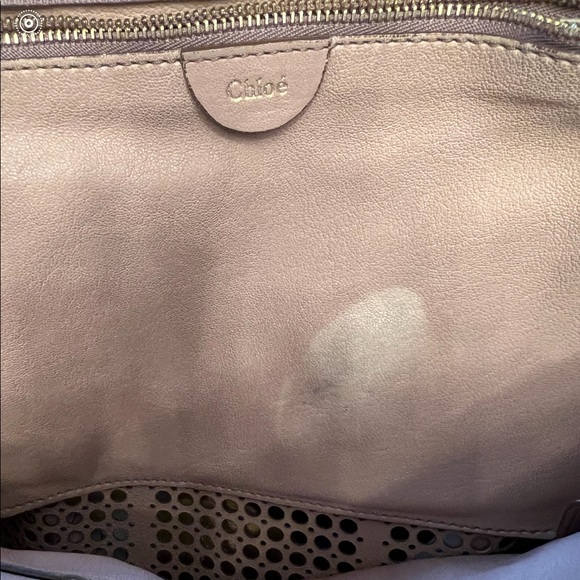 Chloe Marcie Perforated Crossbody Satchel in Tan - Picture 12 of 16